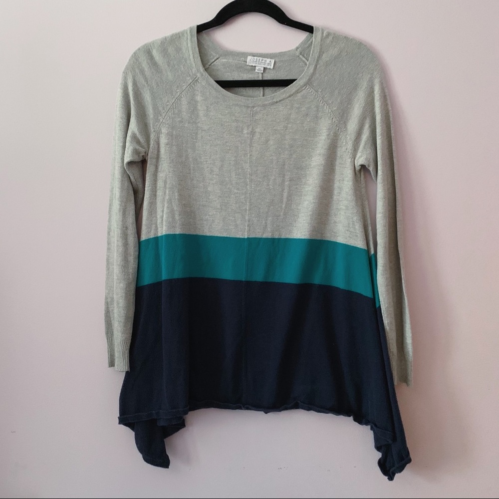 Grey and Blue Block Color Sweater